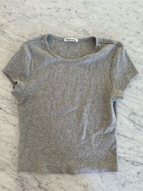 Reformation Gray Ribbed Short Sleeve Tee